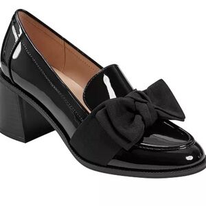 New Bandolino Glossy Black Loafers with Bow Accent Sz 12